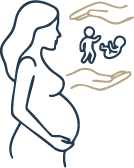 Unterstützung für Mutter und Kind während der Schwangerschaft durch sanfte osteopathische Techniken.