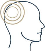Symbol für die Behandlung von Kopfschmerzen, Migräne und neurologischer Entspannung in der Osteopathie.